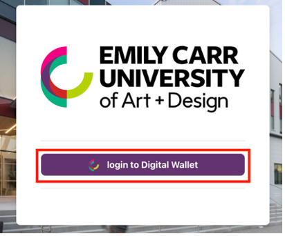 Digital Wallet landing page showing the Log in to Digital Wallet button