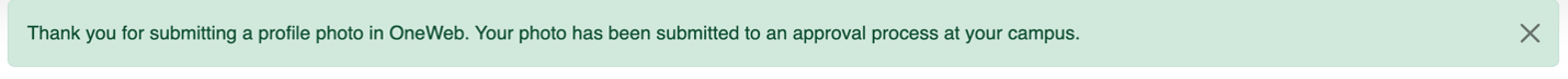 Confirmation message indicating that the profile photo was submitted for approval
